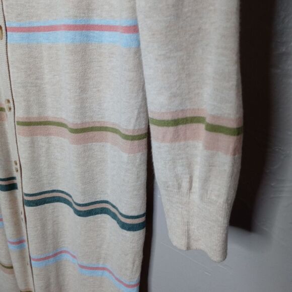 Heartloom Long Line Stripe Button Front Cardigan - Picture 5 of 8